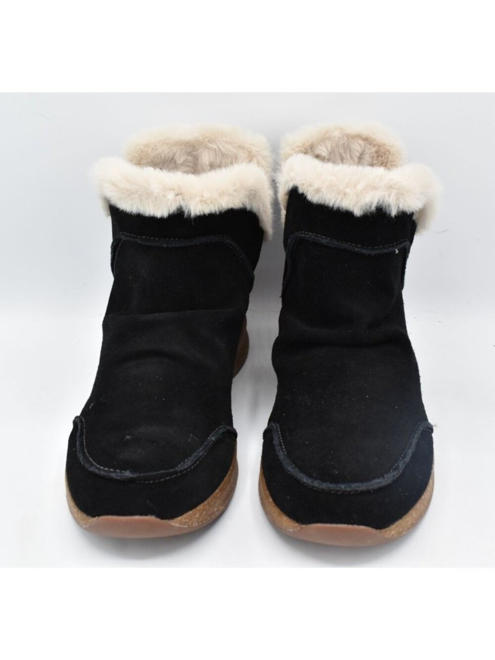 TAOS Womens 9 Future Mid Black Suede Faux Fur Pull On Booties Boots Winter Shoes - Picture 2 of 11